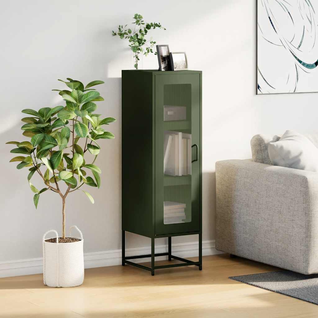 Hoge kast 36x39x123 cm koudgewalst staal olijfgroen