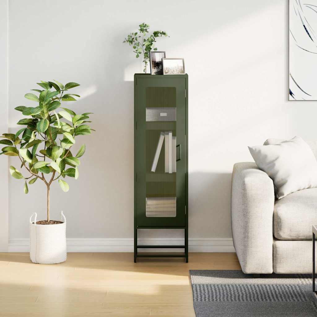 Hoge kast 36x39x123 cm koudgewalst staal olijfgroen