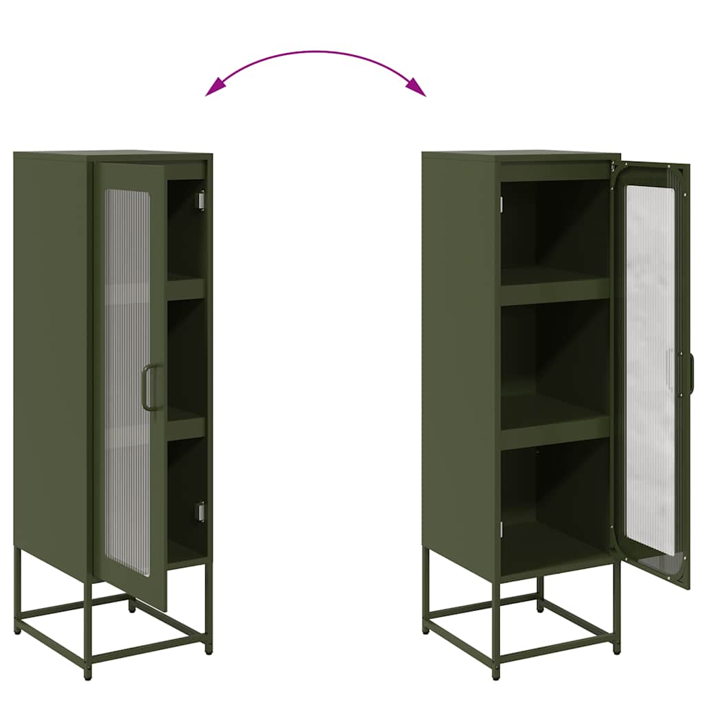Hoge kast 36x39x123 cm koudgewalst staal olijfgroen