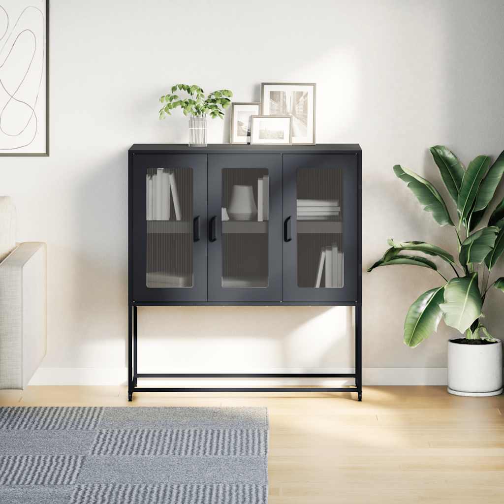 Dressoir 100,5x39x107 cm koudgewalst staal zwart