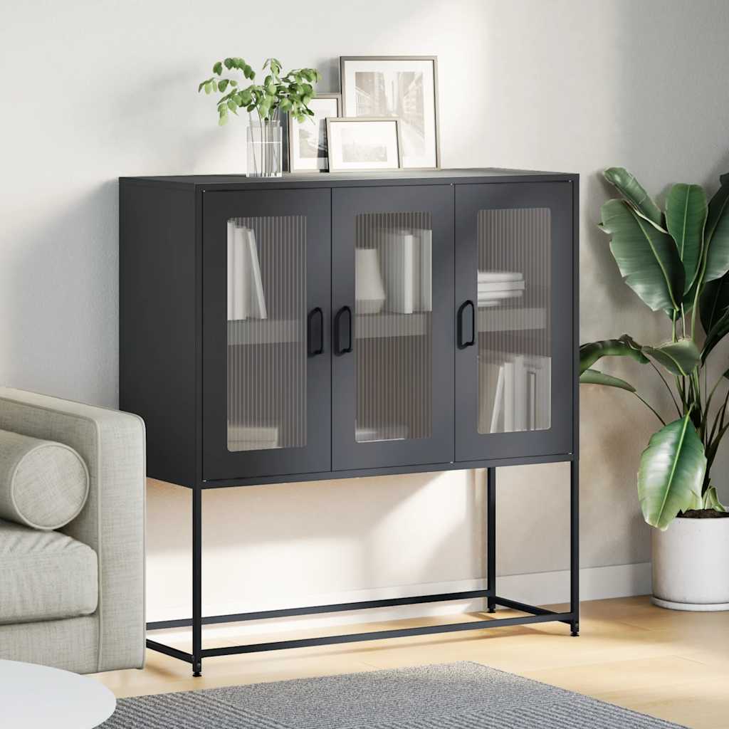 Dressoir 100,5x39x107 cm koudgewalst staal zwart