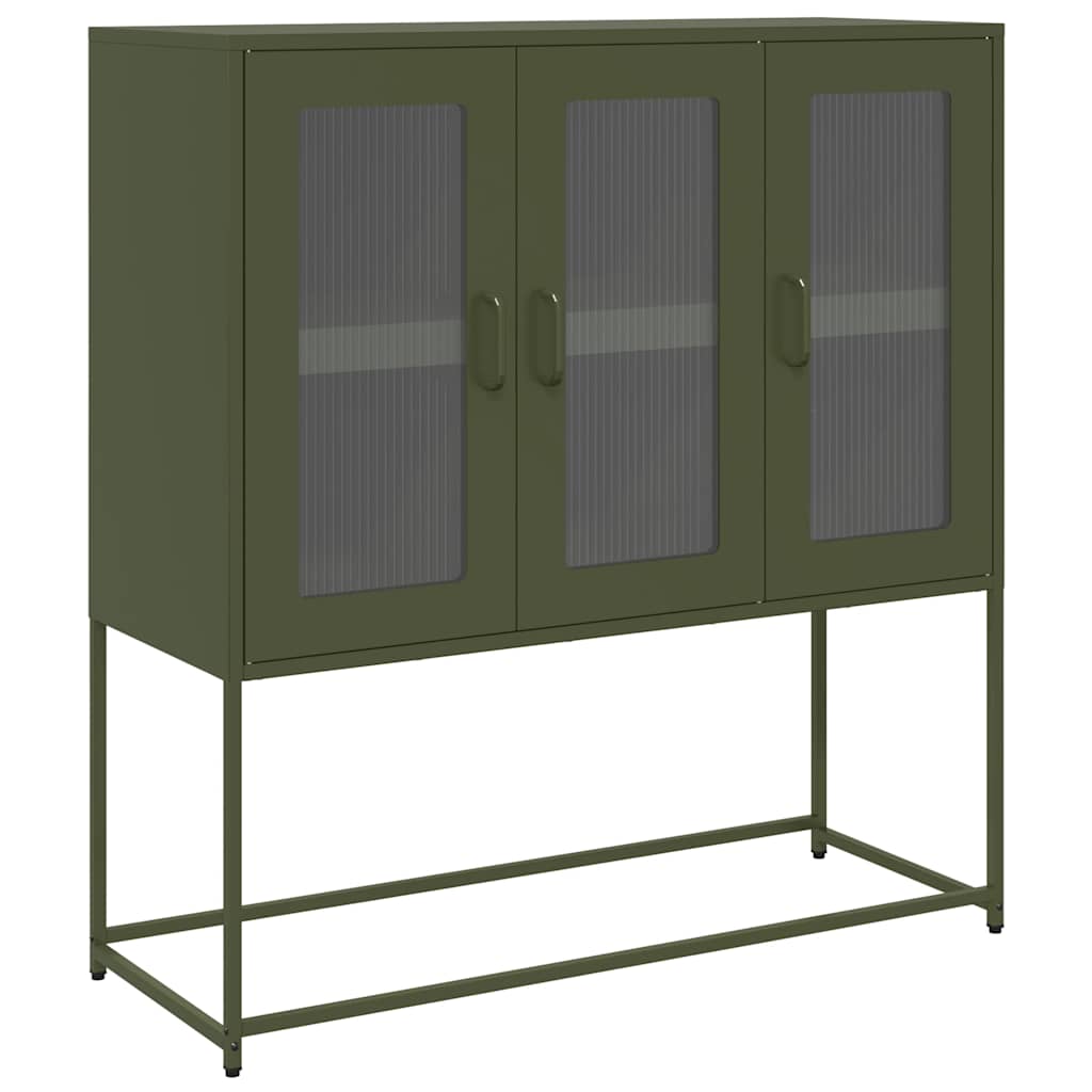 Dressoir 100,5x39x107 cm koudgewalst staal olijfgroen