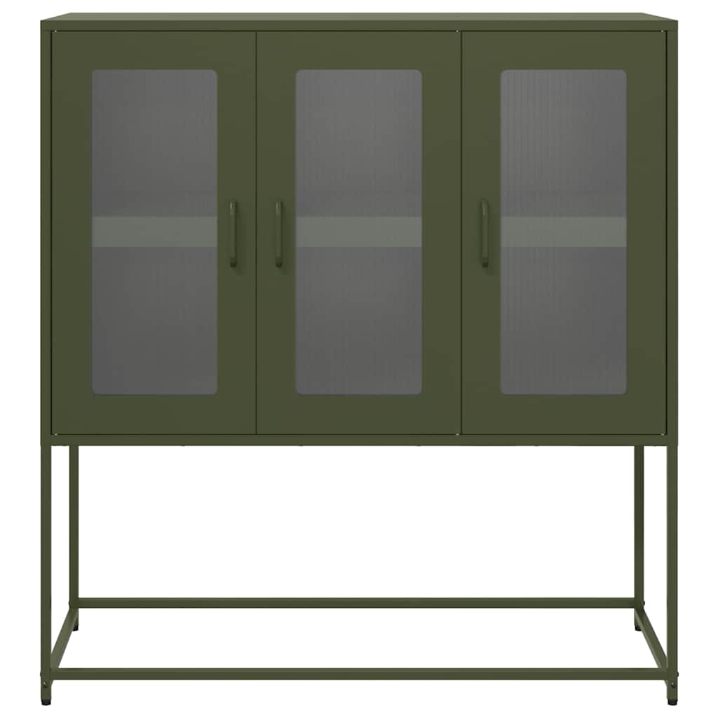 Dressoir 100,5x39x107 cm koudgewalst staal olijfgroen