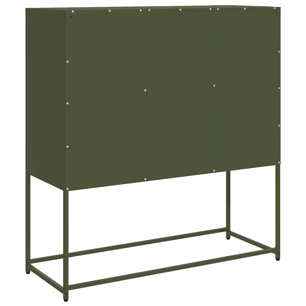 Dressoir 100,5x39x107 cm koudgewalst staal olijfgroen