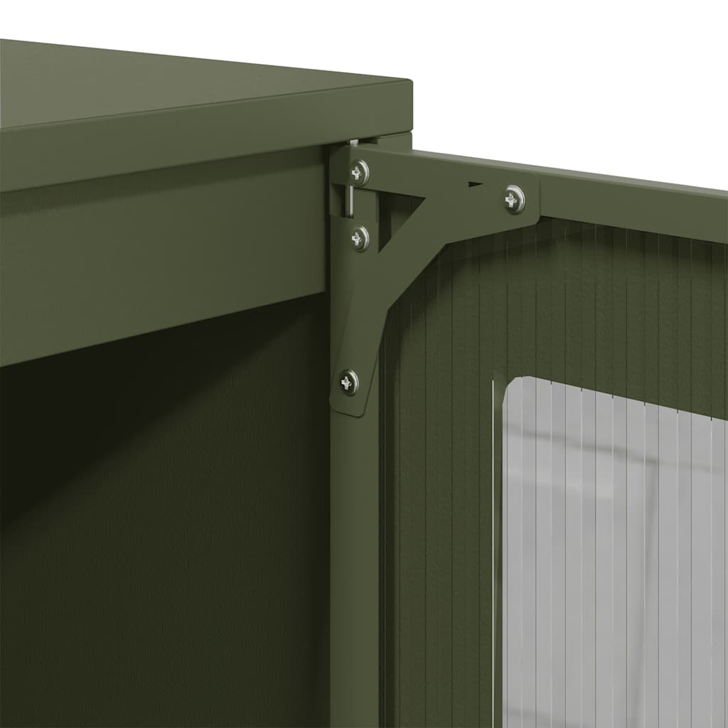 Dressoir 100,5x39x107 cm koudgewalst staal olijfgroen