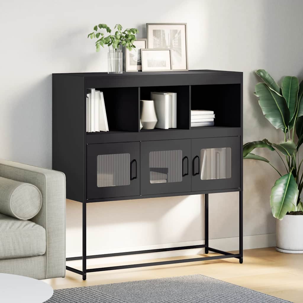 Dressoir 100,5x39x107 cm koudgewalst staal zwart