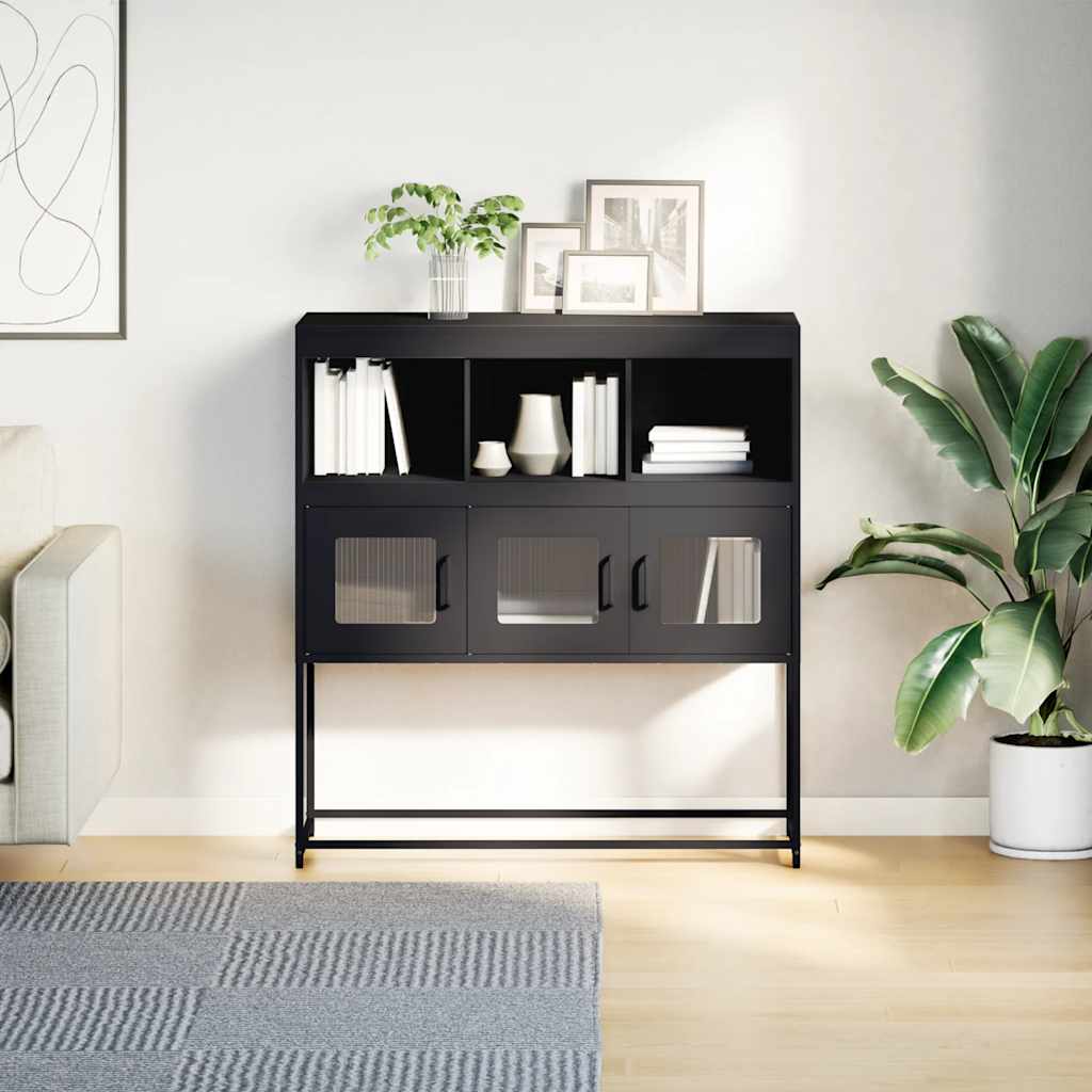 Dressoir 100,5x39x107 cm koudgewalst staal zwart