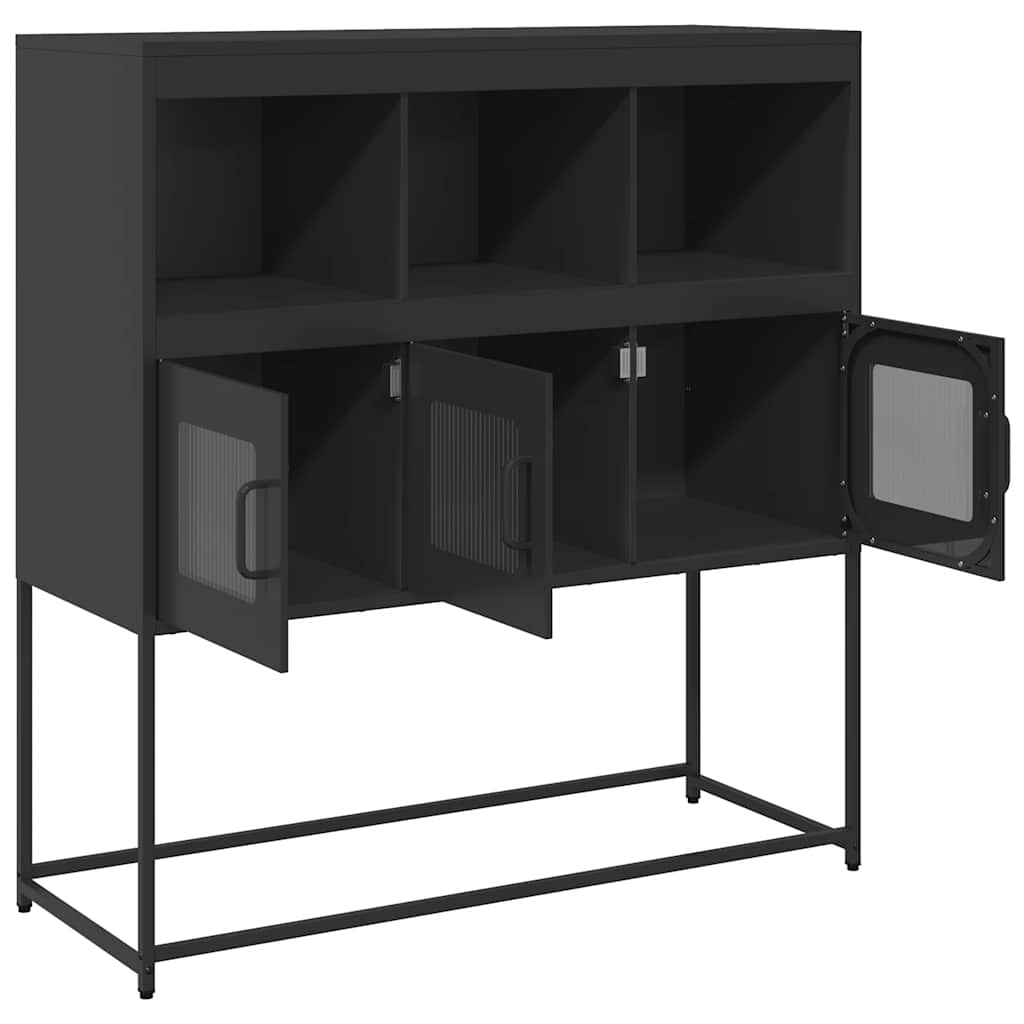 Dressoir 100,5x39x107 cm koudgewalst staal zwart