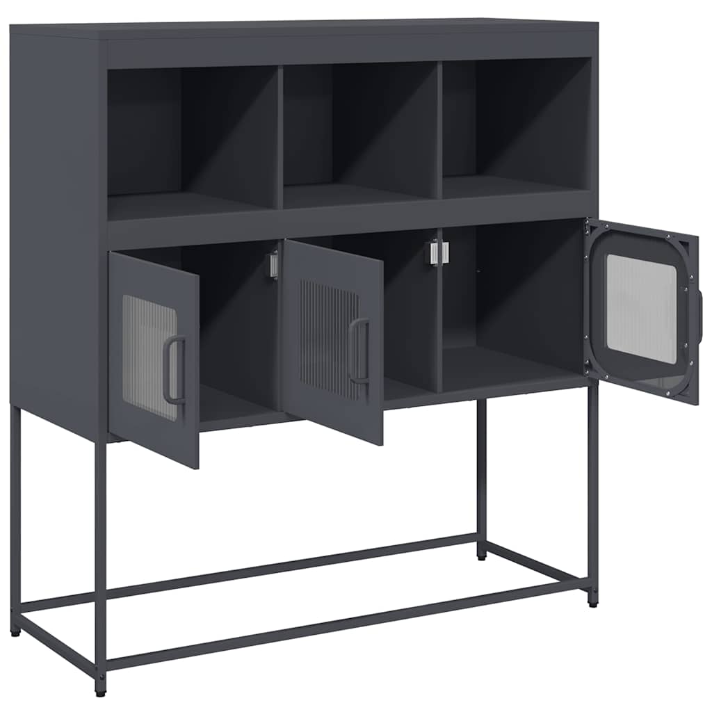 Dressoir 100,5x39x107 cm koudgewalst staal antracietkleurig