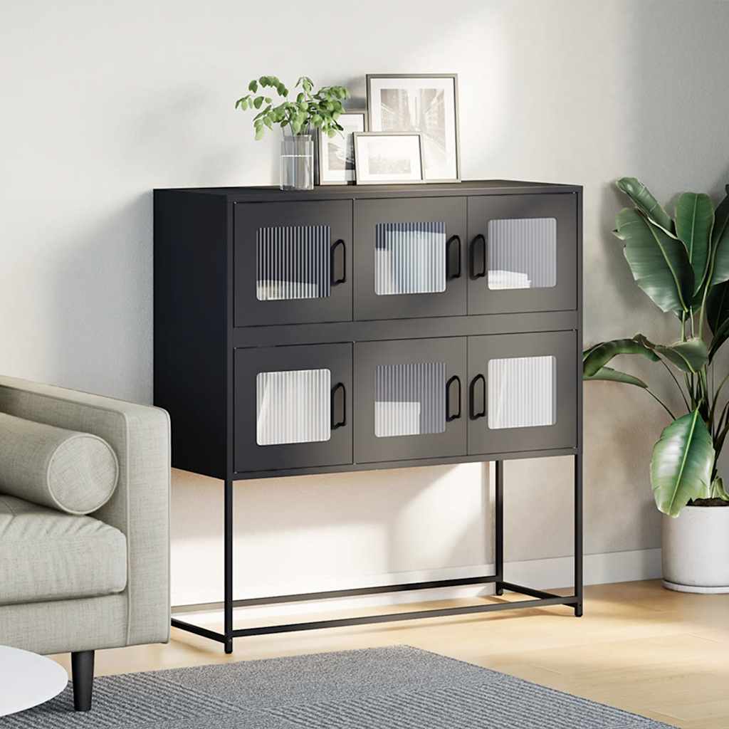 Dressoir 100,5x39x107 cm koudgewalst staal zwart