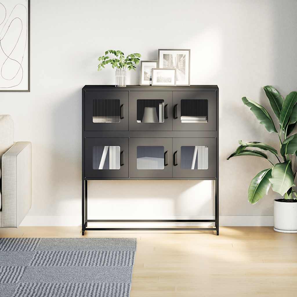 Dressoir 100,5x39x107 cm koudgewalst staal zwart