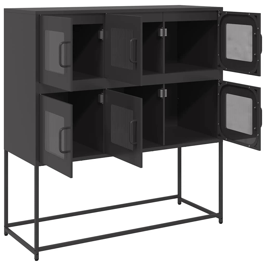 Dressoir 100,5x39x107 cm koudgewalst staal zwart