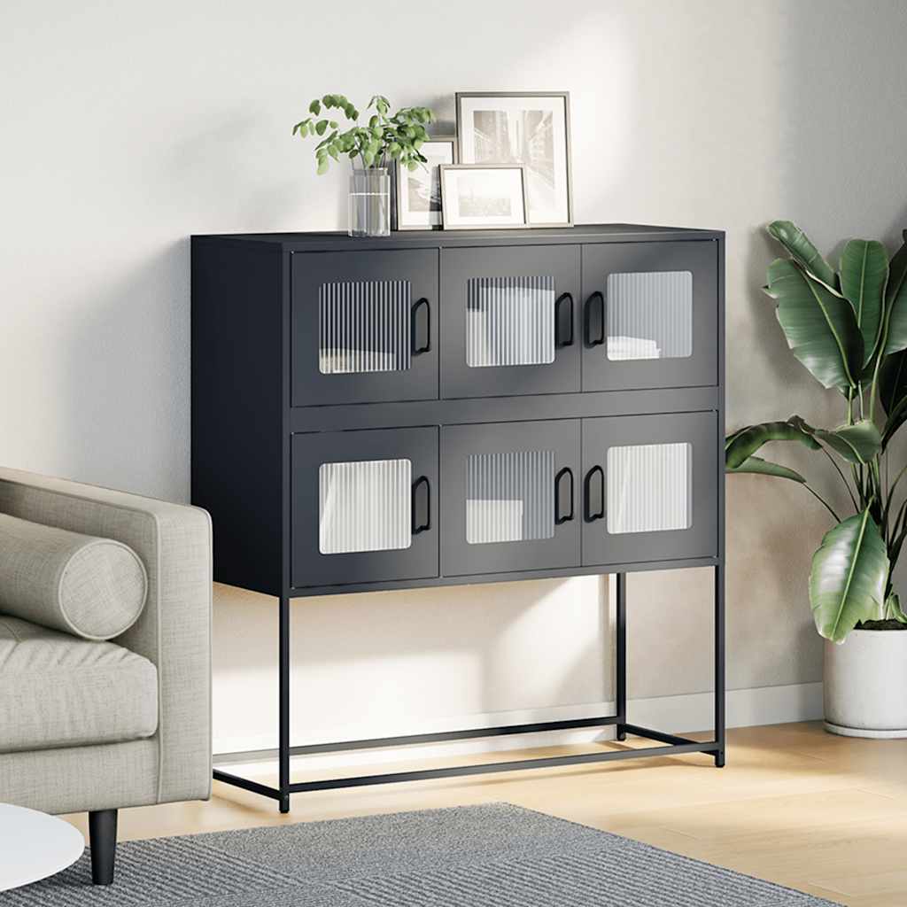 Dressoir 100,5x39x107 cm koudgewalst staal antracietkleurig