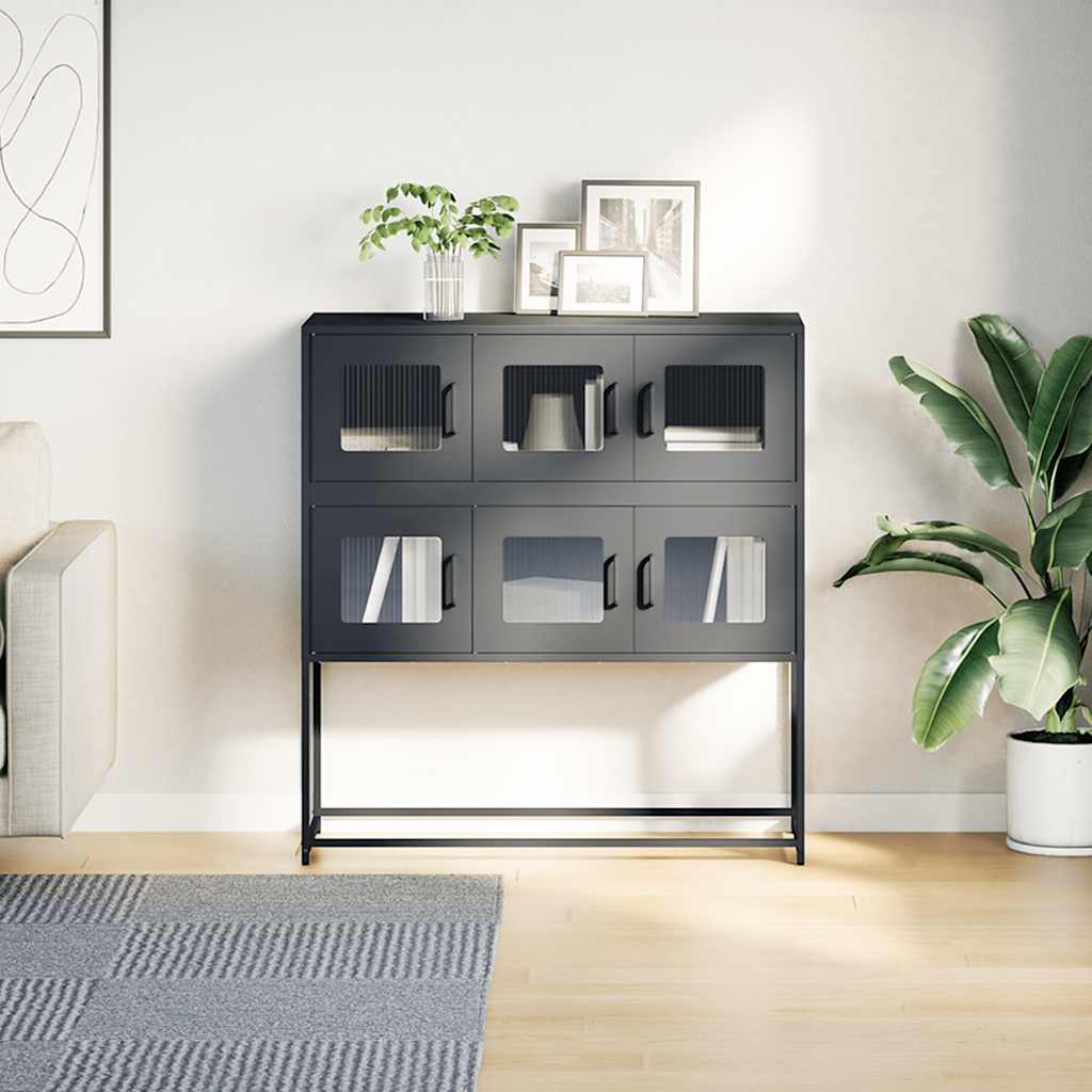 Dressoir 100,5x39x107 cm koudgewalst staal antracietkleurig