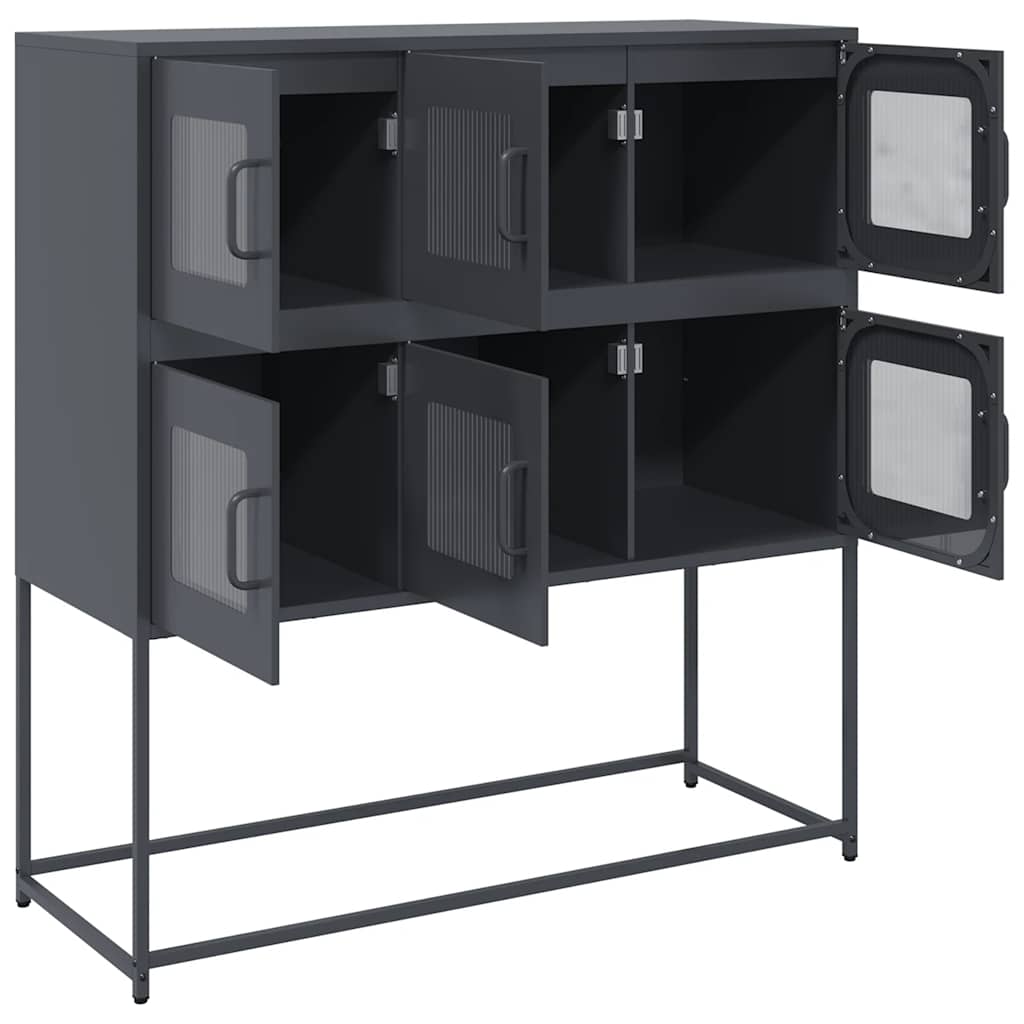 Dressoir 100,5x39x107 cm koudgewalst staal antracietkleurig