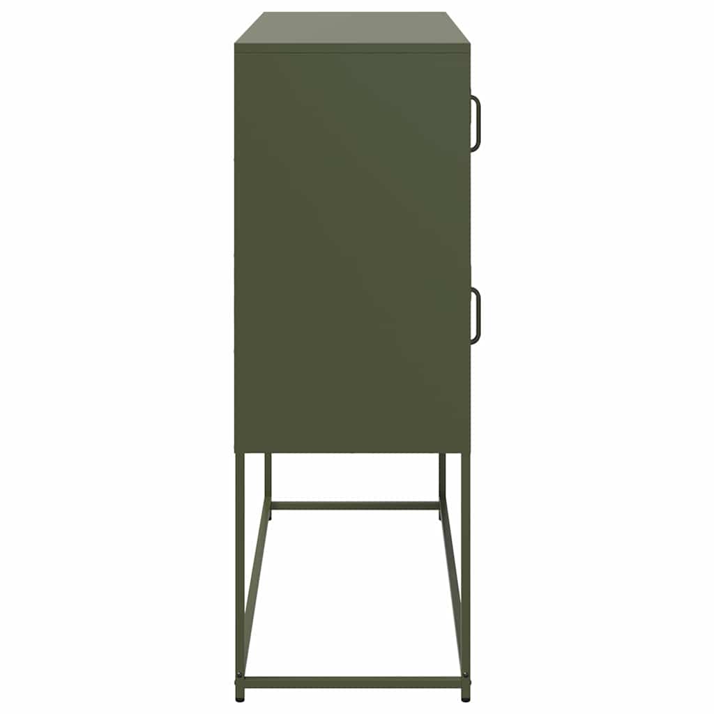 Dressoir 100,5x39x107 cm koudgewalst staal olijfgroen