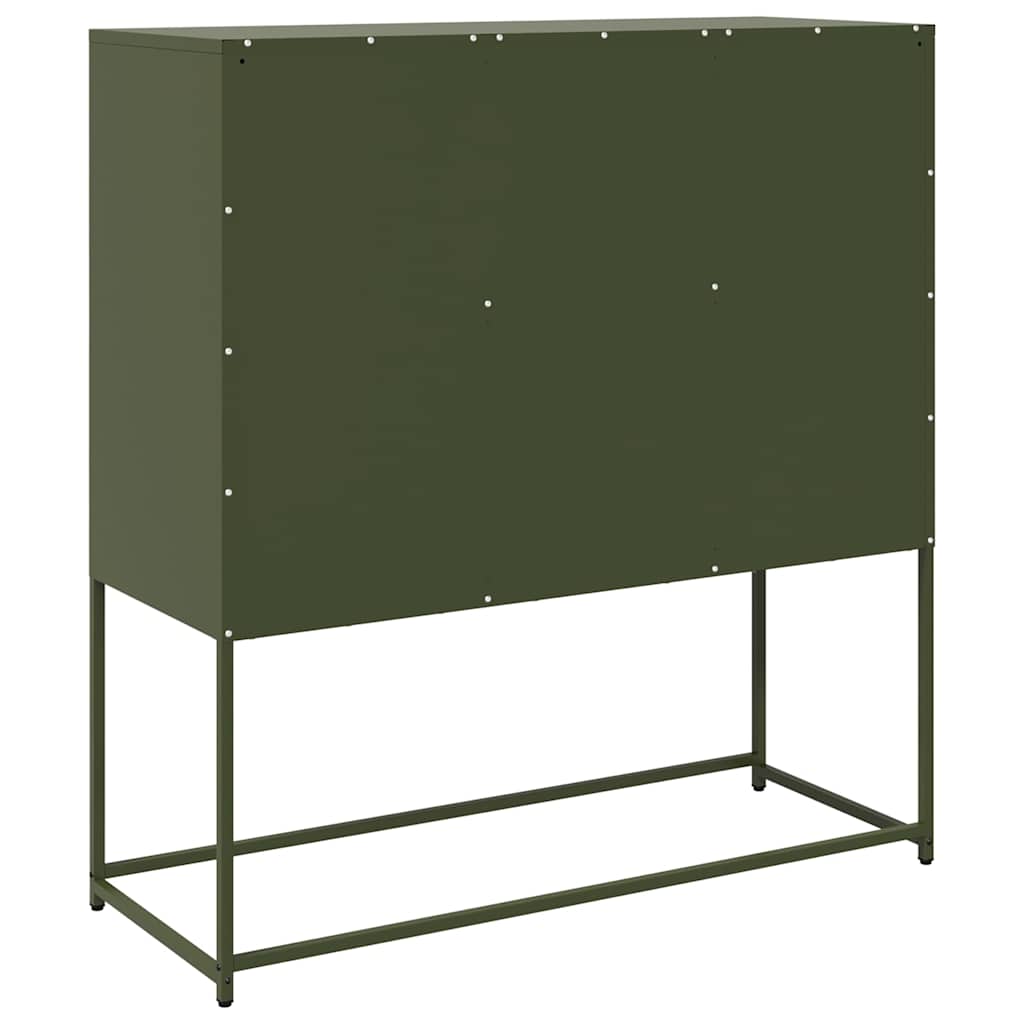 Dressoir 100,5x39x107 cm koudgewalst staal olijfgroen