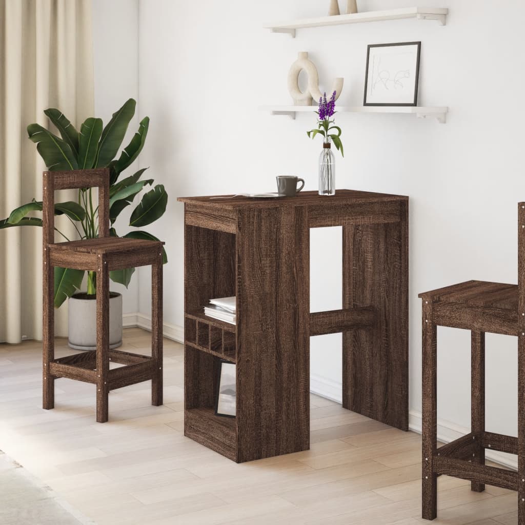 Bartafel met rekken 90x47,5x103,5 cm bewerkt hout bruin eiken