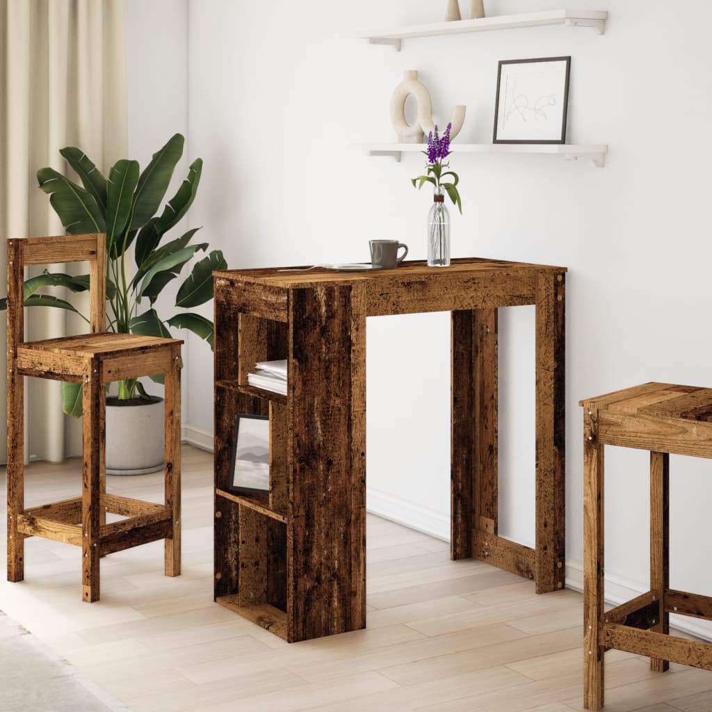 Bartafel met rekken 102x50x103,5 cm bewerkt hout oud houtkleur