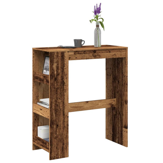 Bartafel met rekken 90x40x103,5 cm bewerkt hout oud houtkleurig