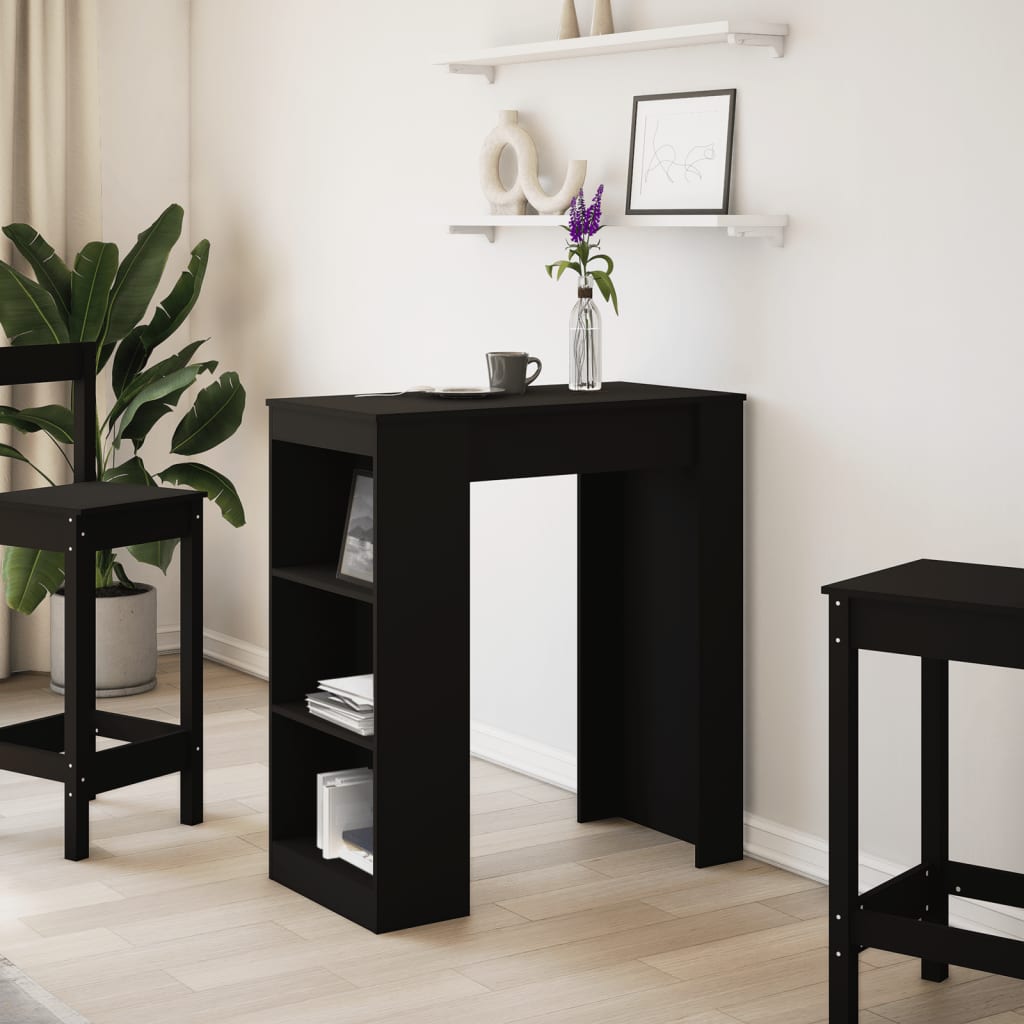 Bartafel met rekken 95x47x103,5 cm bewerkt hout zwart