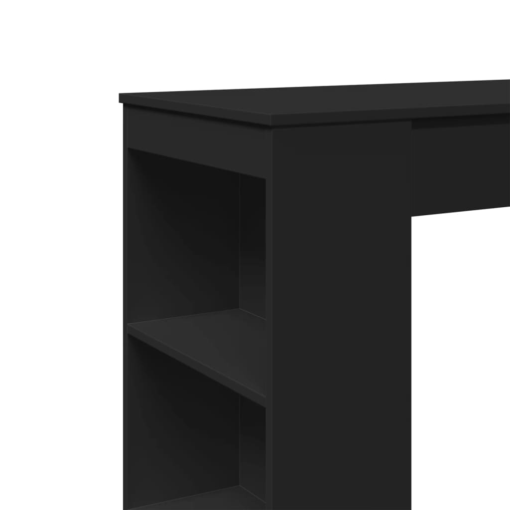 Bartafel met rekken 95x47x103,5 cm bewerkt hout zwart