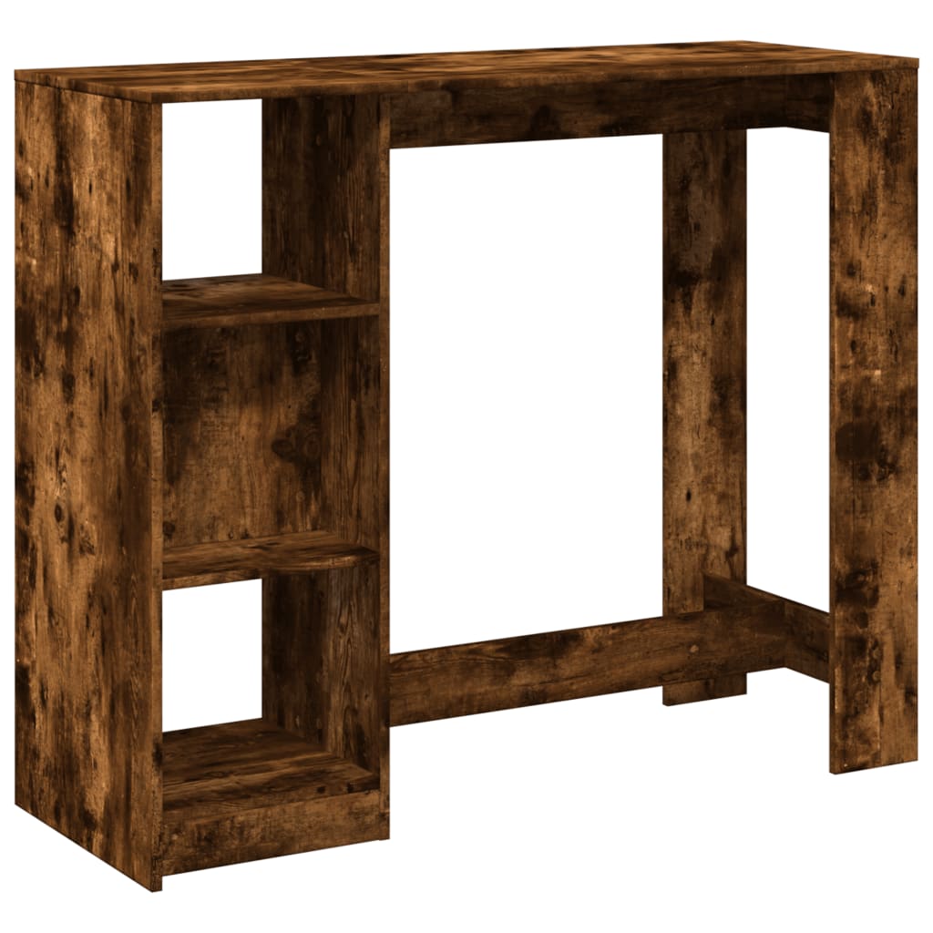 Bartafel met schap 124x46x103,5 cm bewerkt hout gerookt eiken