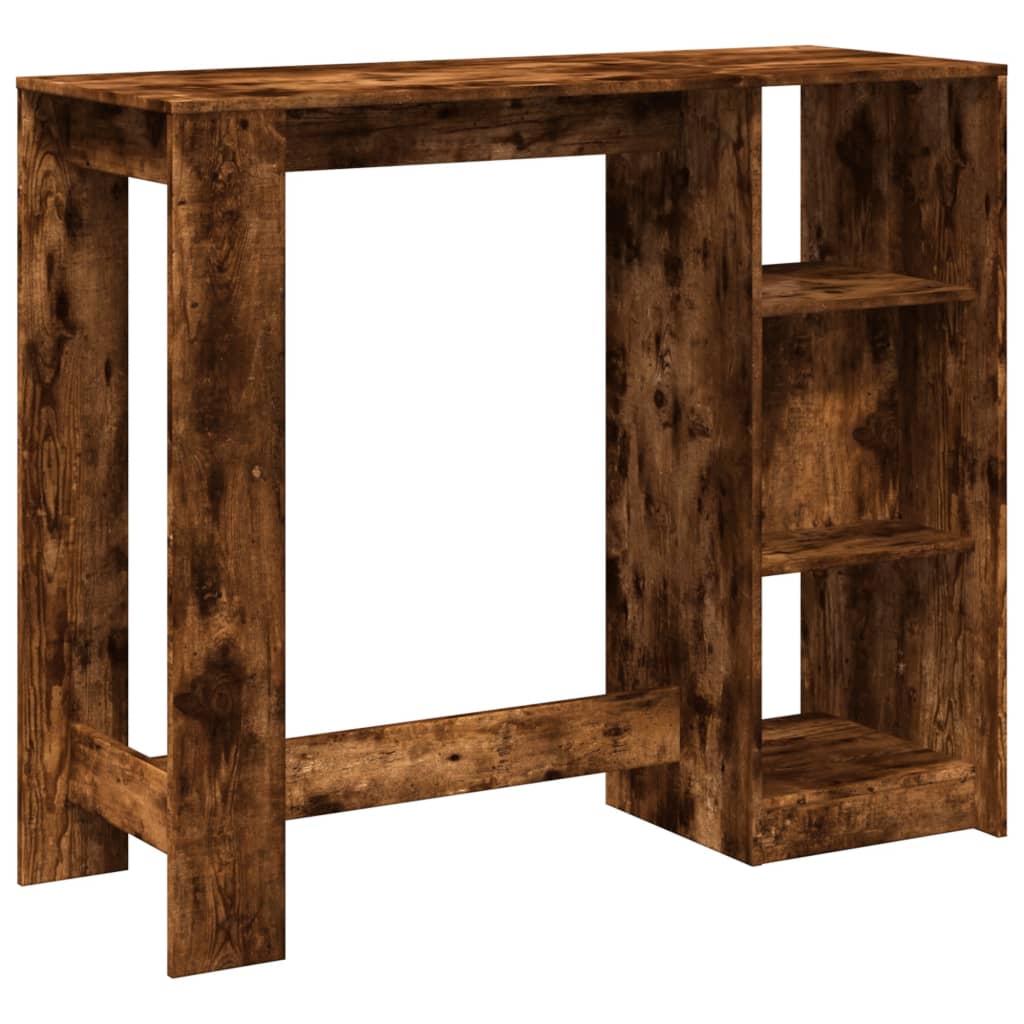 Bartafel met schap 124x46x103,5 cm bewerkt hout gerookt eiken