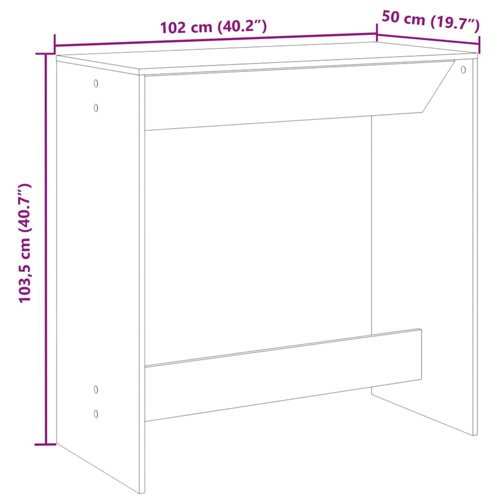 Bartafel 102x50x103,5 cm bewerkt hout zwart