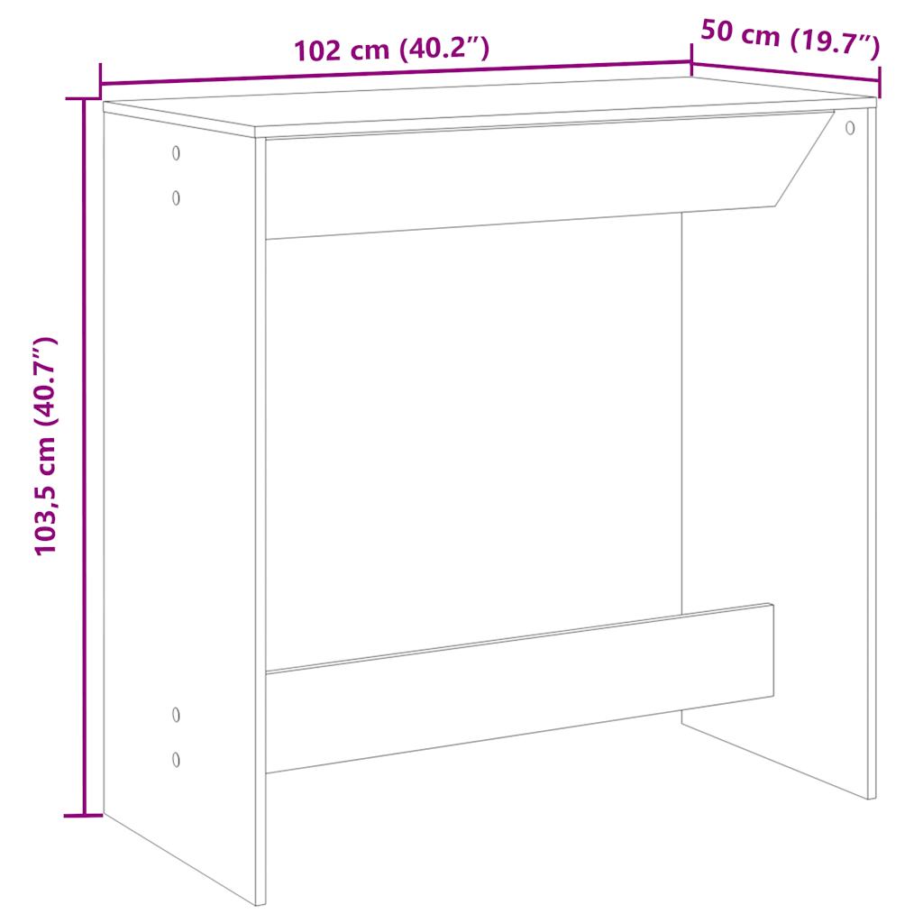 Bartafel 102x50x103,5 cm bewerkt hout bruin eikenkleur