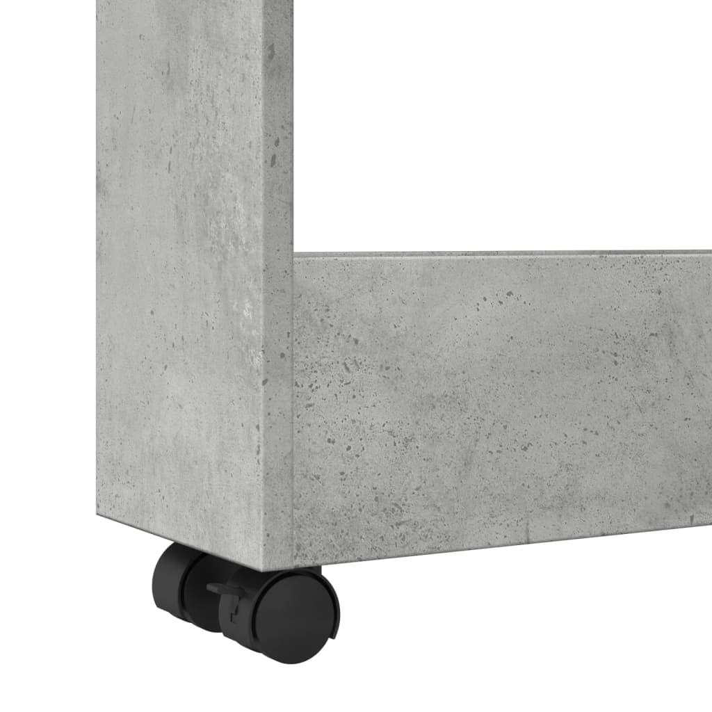 Opbergtrolley smal 3-laags bewerkt hout betongrijs