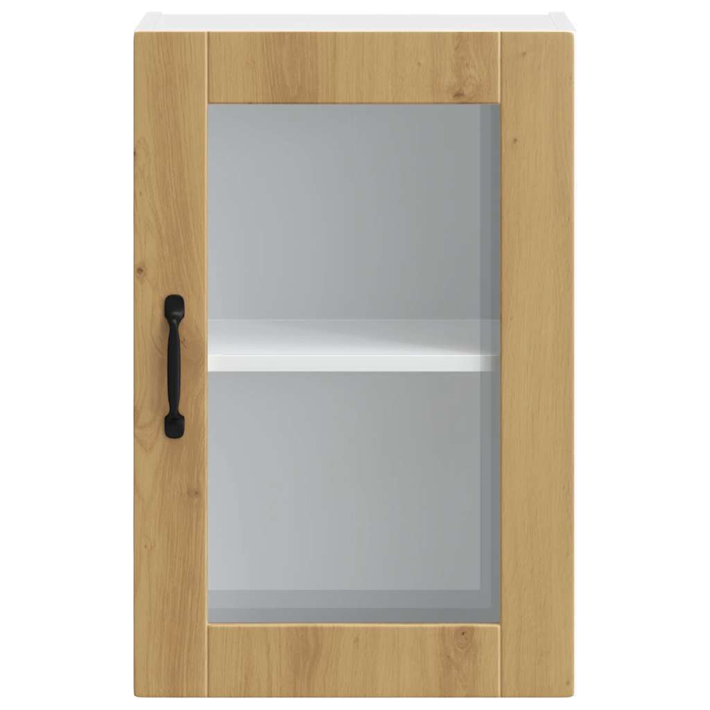 Keukenwandkast met glazen deur Porto artisanaal eikenkleur