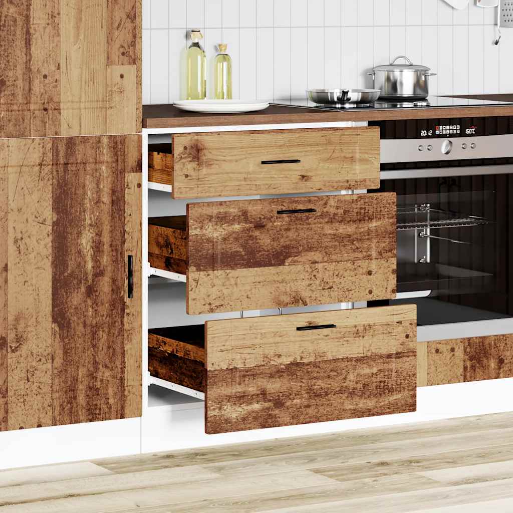 Keuken onderkast Porto bewerkt hout oud houtkleurig