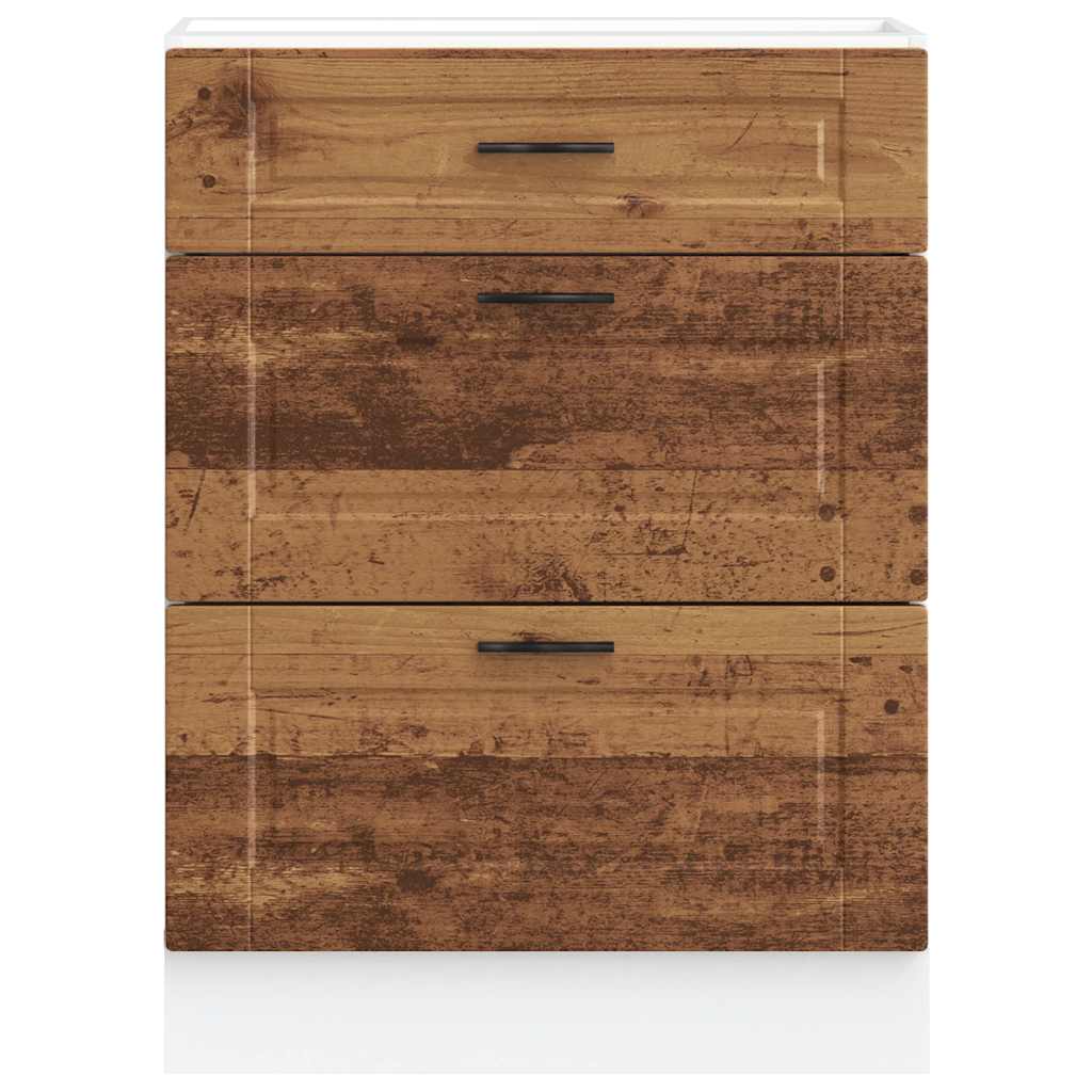 Keuken onderkast Porto bewerkt hout oud houtkleurig