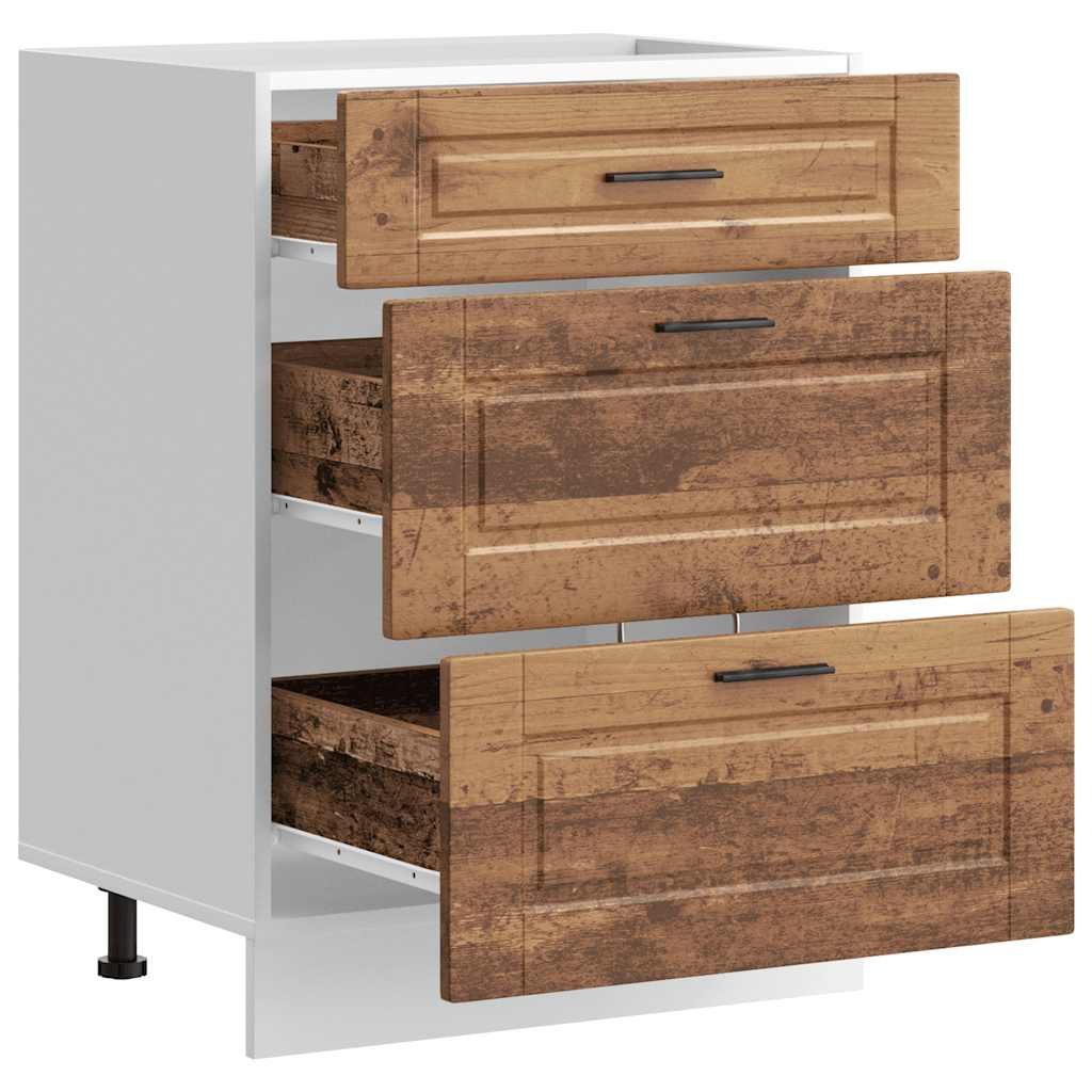 Keuken onderkast Porto bewerkt hout oud houtkleurig