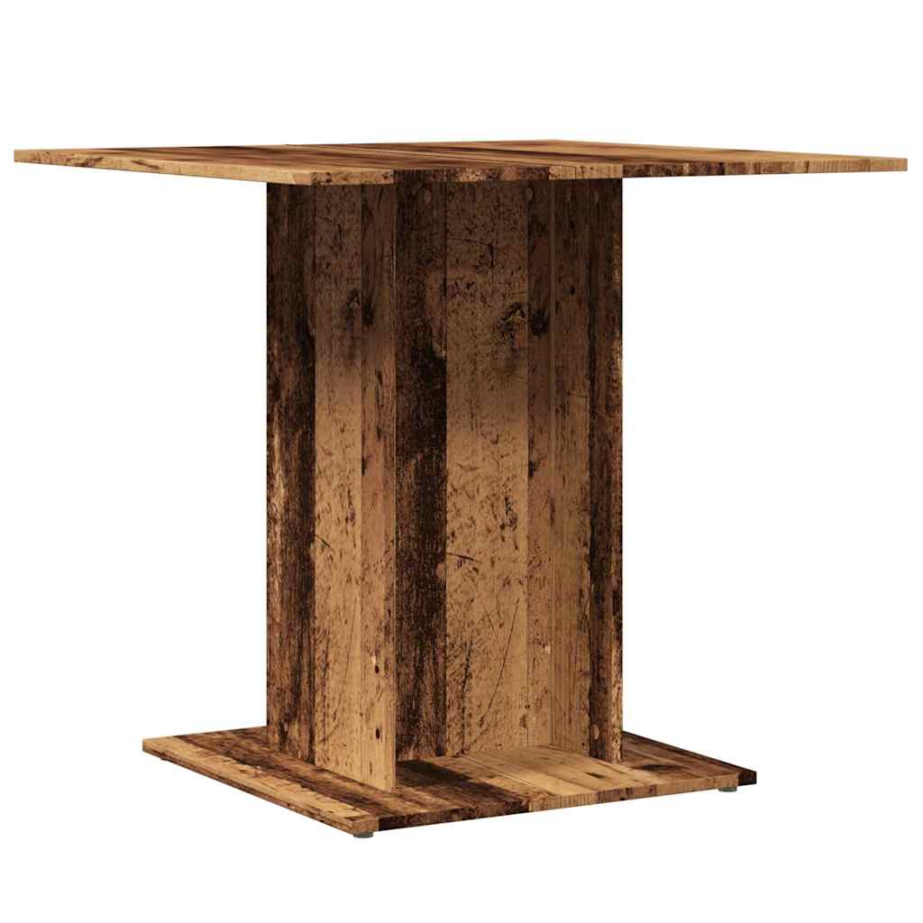 Eettafel 80x80x75 cm bewerkt hout oud houtkleurig