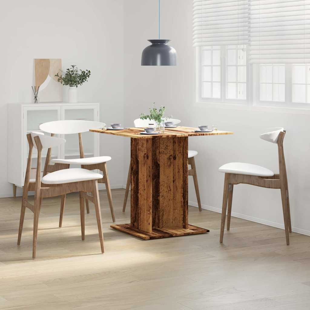 Eettafel 80x80x75 cm bewerkt hout oud houtkleurig
