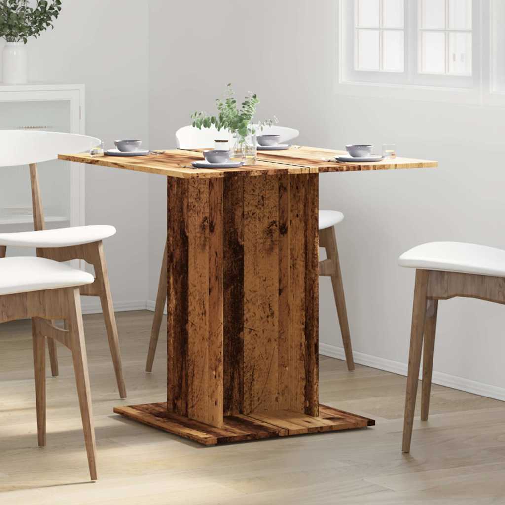 Eettafel 80x80x75 cm bewerkt hout oud houtkleurig