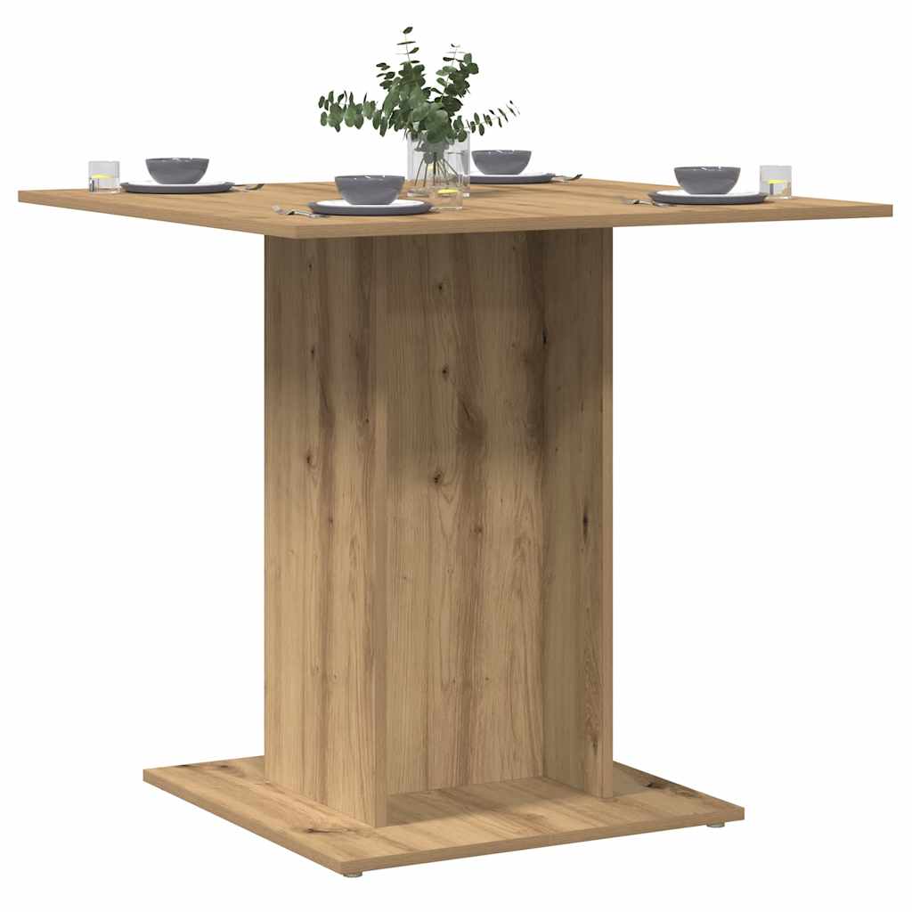 Eettafel 80x80x75 cm bewerkt hout artisanaal eikenkleurig