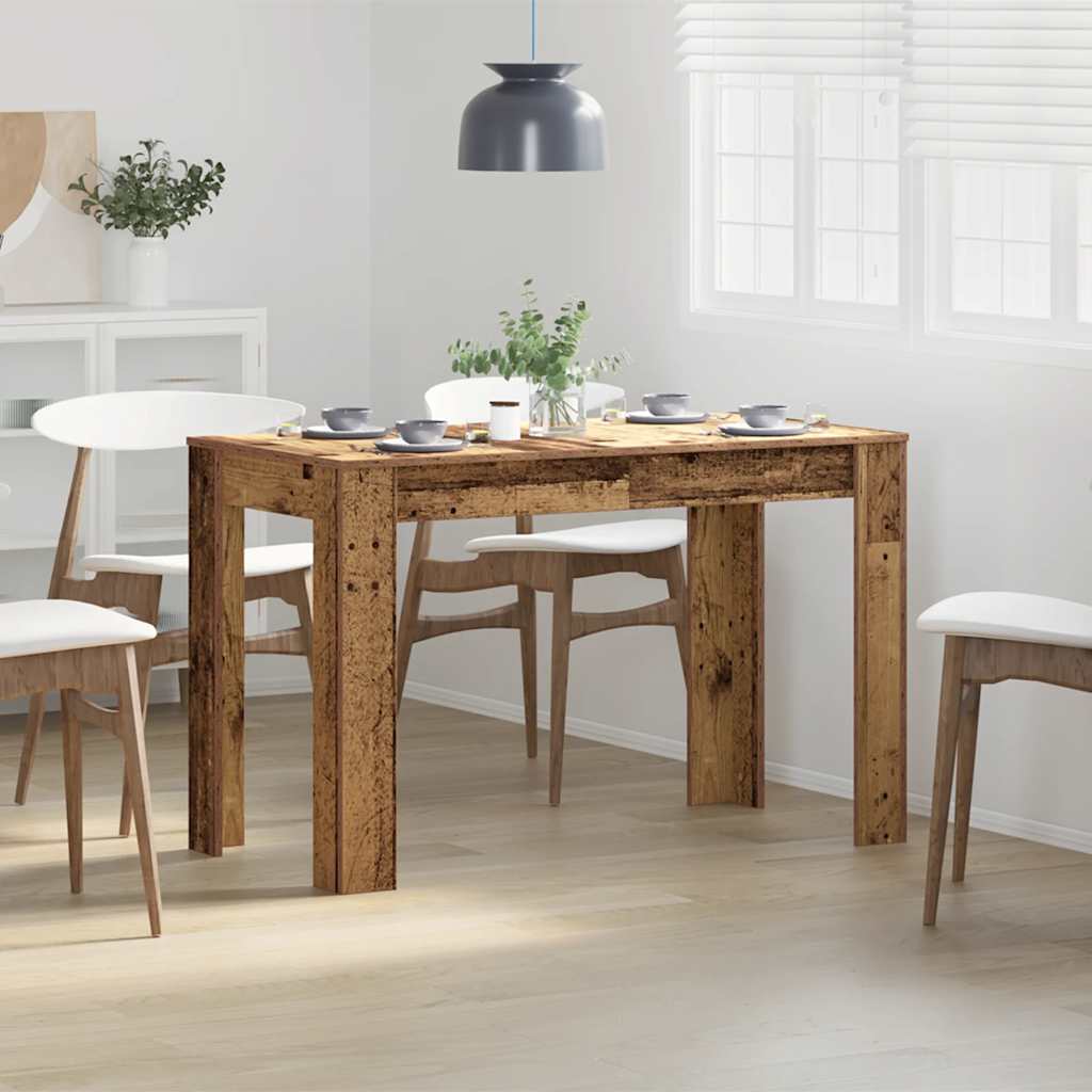Eettafel 120x60x76 cm bewerkt hout oud houtkleurig