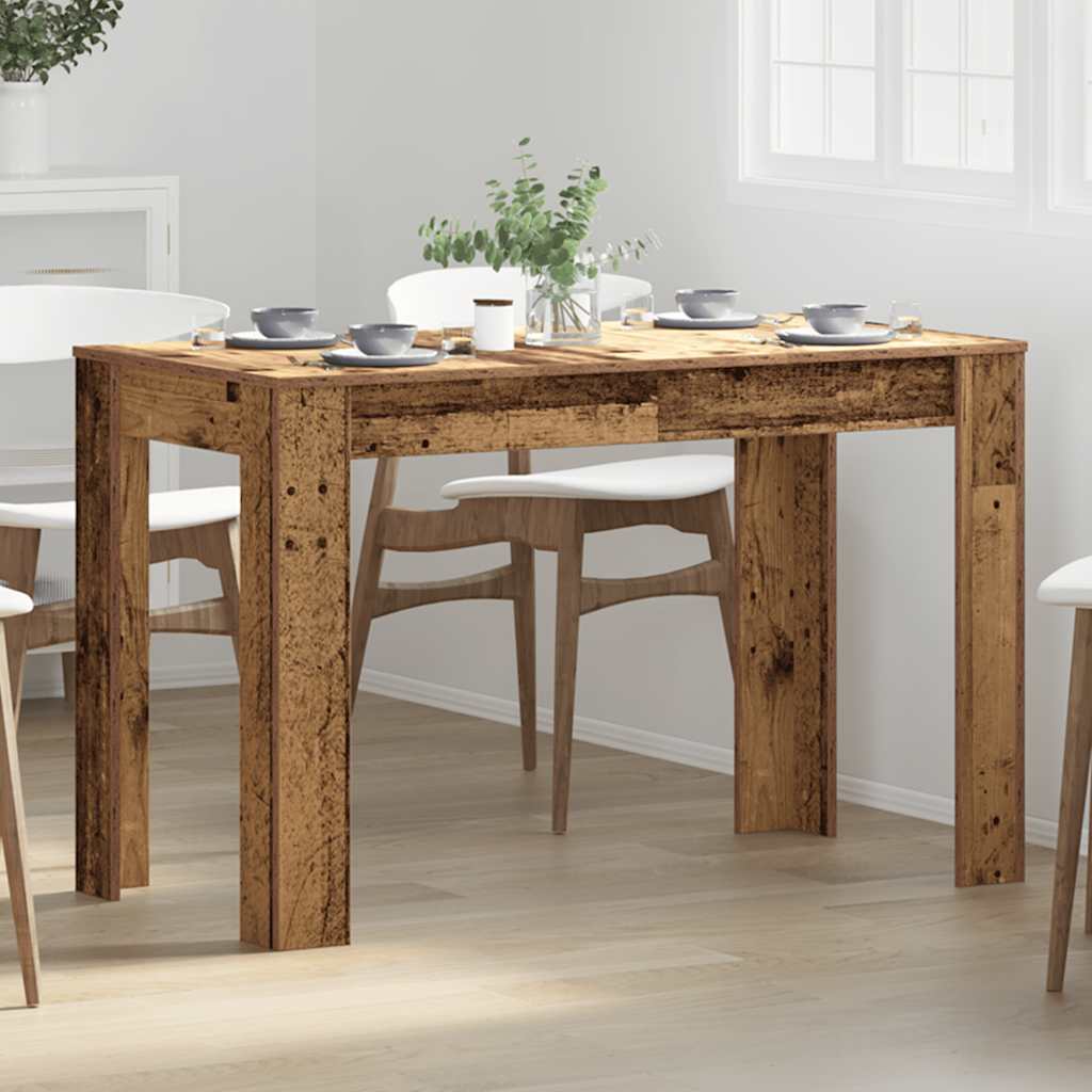 Eettafel 120x60x76 cm bewerkt hout oud houtkleurig