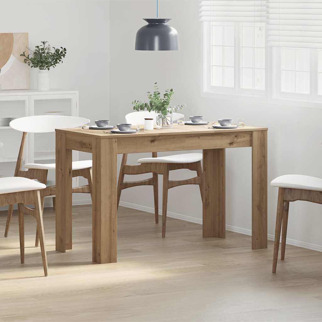Eettafel 120x60x76 cm bewerkt hout artisanaal eikenkleur