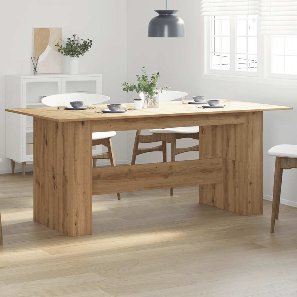 Eettafel 180x90x76 cm bewerkt hout artisanaal eikenkleur