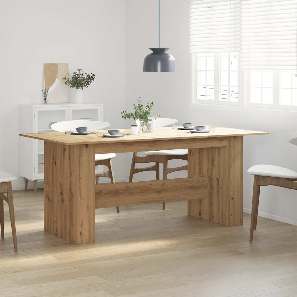 Eettafel 180x90x76 cm bewerkt hout artisanaal eikenkleur
