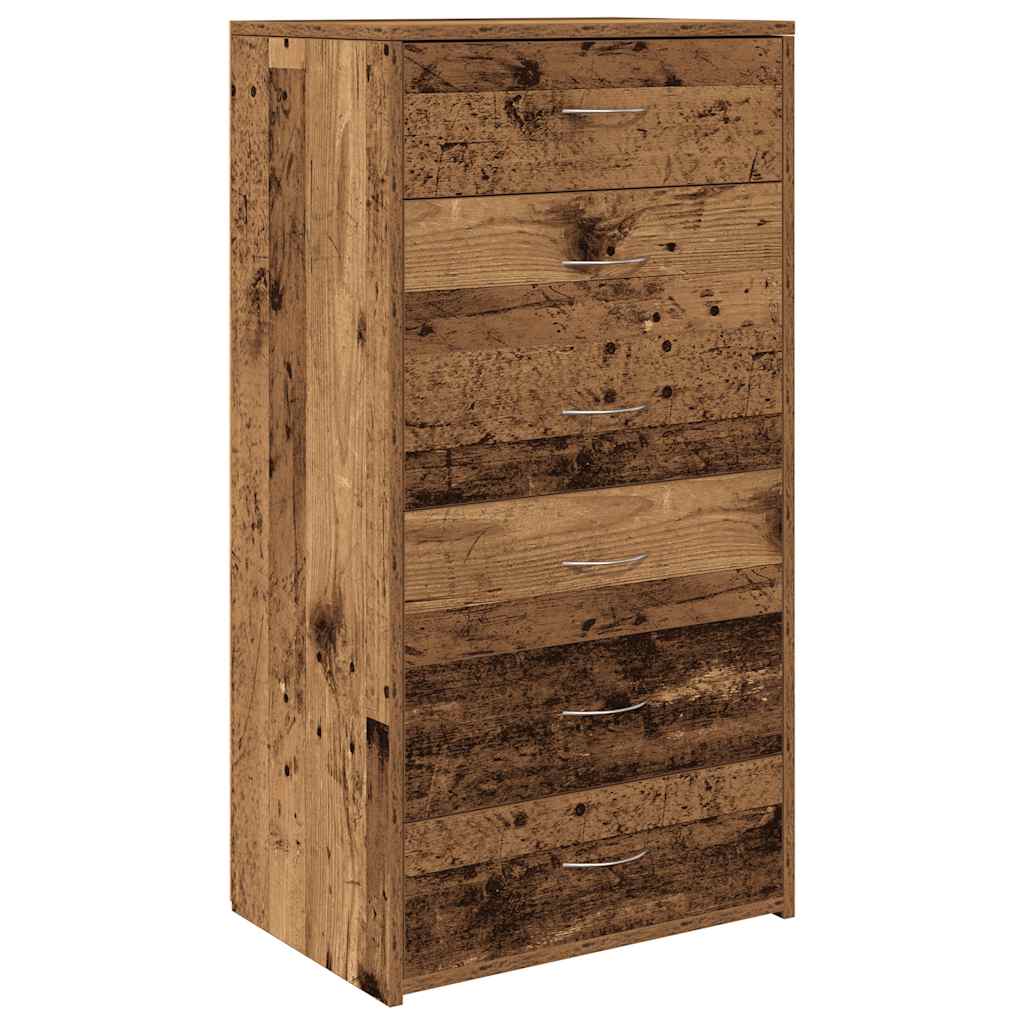 Dressoir met 6 lades 50x34x96 cm bewerkt hout oud houtkleurig