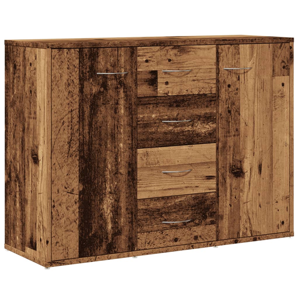 Dressoir 88x30x64 cm bewerkt hout oud houtkleurig