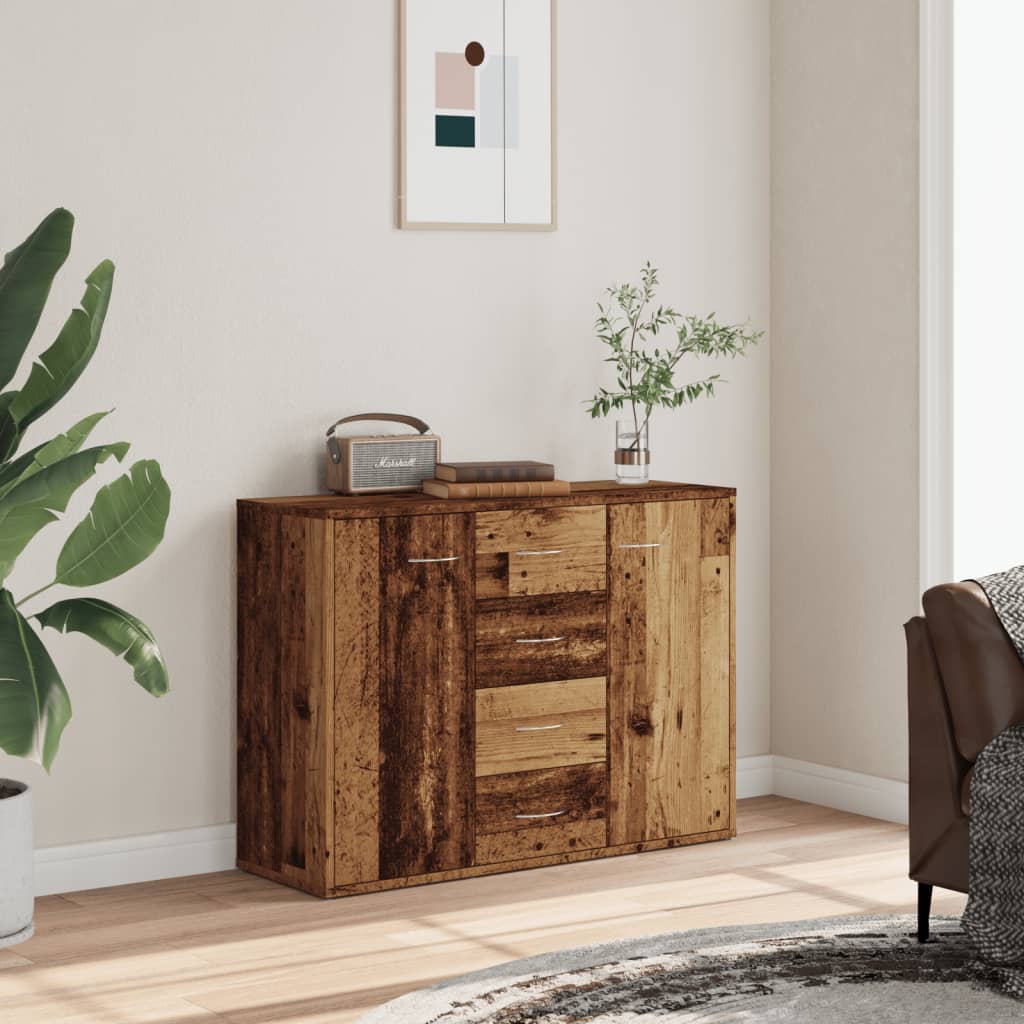 Dressoir 88x30x64 cm bewerkt hout oud houtkleurig