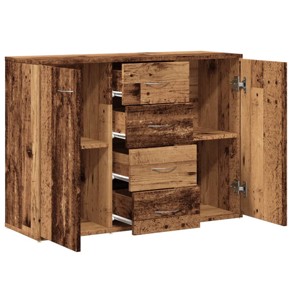 Dressoir 88x30x64 cm bewerkt hout oud houtkleurig