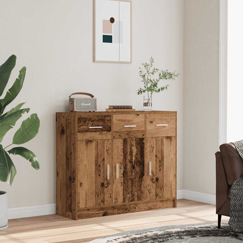 Dressoir 91x28x75 cm bewerkt hout oud houtkleurig