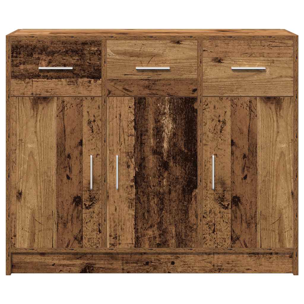 Dressoir 91x28x75 cm bewerkt hout oud houtkleurig